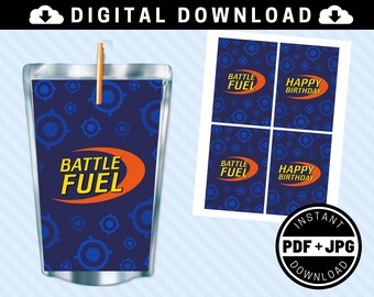 Dart Gun Juice Beutel bedruckbare Etiketten [INSTANT DOWNLOAD] - 6oz 180ml - Dart Geburtstagsparty Zubehör, Dart Zielscheibe, Kampftreibstoff