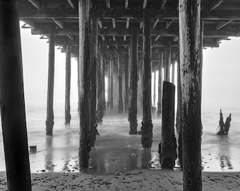 Under the Pier - Seacliff Beach, Aptos (Panoramic)  | Photography, Canvas Print, Glossy Print, Wall Decor, Wall Art, Scenic, Landscape