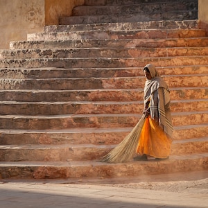 Woman Sweeping at Amber Palace - Jaipur, India | Photography, Canvas Print, Glossy Print, Wall Decor, Wall Art, Fine Art, Travel