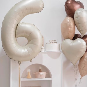 86CM Cream | Caramel | Chocolate 3 Neutral Colour Jumbo Number and Shaped Foil Balloon For Birthday Party | Anniversary Decorations | Helium