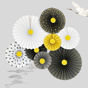 Set of 8 | Set of 6 Party Hanging Paper Fans | Pinwheel Decorations for Baby Shower Birthday Party Decorations