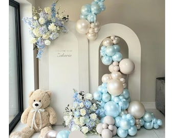 Baby Blue & Pearl White Balloon Arch Garland Kit