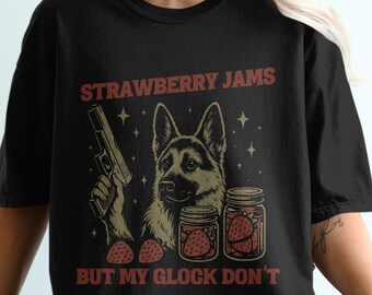 German Shepherd PNG, Strawberry Jams But My Clip Don't Meme GSP SVG Digital Download, Pet Clipart, Dog Owner Gift, Sublimation