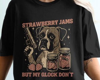 Boxer PNG SVG Strawberry Jams But My Glock Don't Meme, Funny Dog Clipart, Sublimation Design, For Shirt, Decal and More Digital Download
