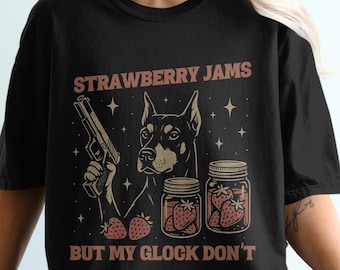 Doberman PNG for Tee Shirt, Strawberry Jams But My Clip Don't Meme Funny Dobermain Pinscher SVG Digital Image for T Shirt Print Clipart