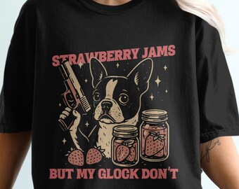Boston Terrier PNG SVG Strawberry Jams But My Meme Don't Bostie Digital Design For Iron On Transfers, Shirts, Mugs, Stickers, Scrapbooking