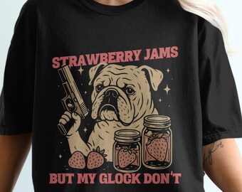 English Bulldog PNG SVG Strawberry Jams But My Don't Meme Digital Image, Funny Bully Clipart for T Shirt Design and Sublimation
