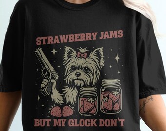 Yorkshire Terrier PNG Strawberry Jams But My Clip Don't Meme Yorkie SVG Digital Files for Crafters, Trendy Dog Sublimation Image for Shirts