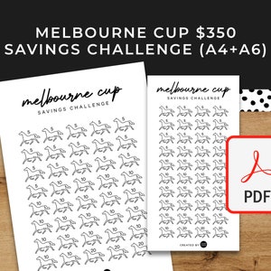 Melbourne Cup Savings Challenge - A6 + A4 Printable PDF Downloadable - Minimal Design - Budget, Sinking Funds, Savings,