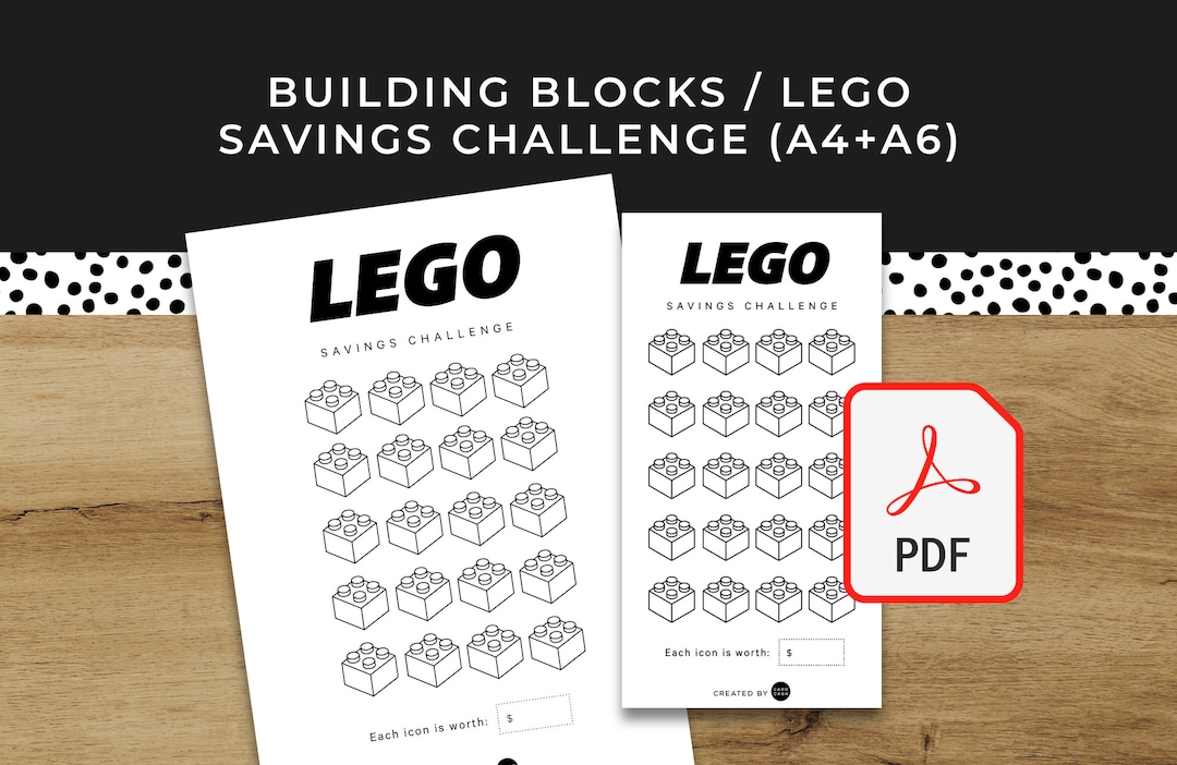 Building Blocks Savings Challenge A6 A4 Printable PDF Downloadable ...