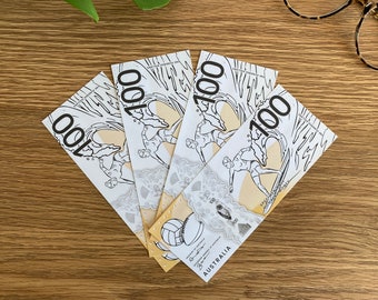100 Australische Banknoten Platzhalter - Hundert Dollar Aussie Falschgeld - Bargeldumschläge - Savings Challenge - Sinking Funds Slip