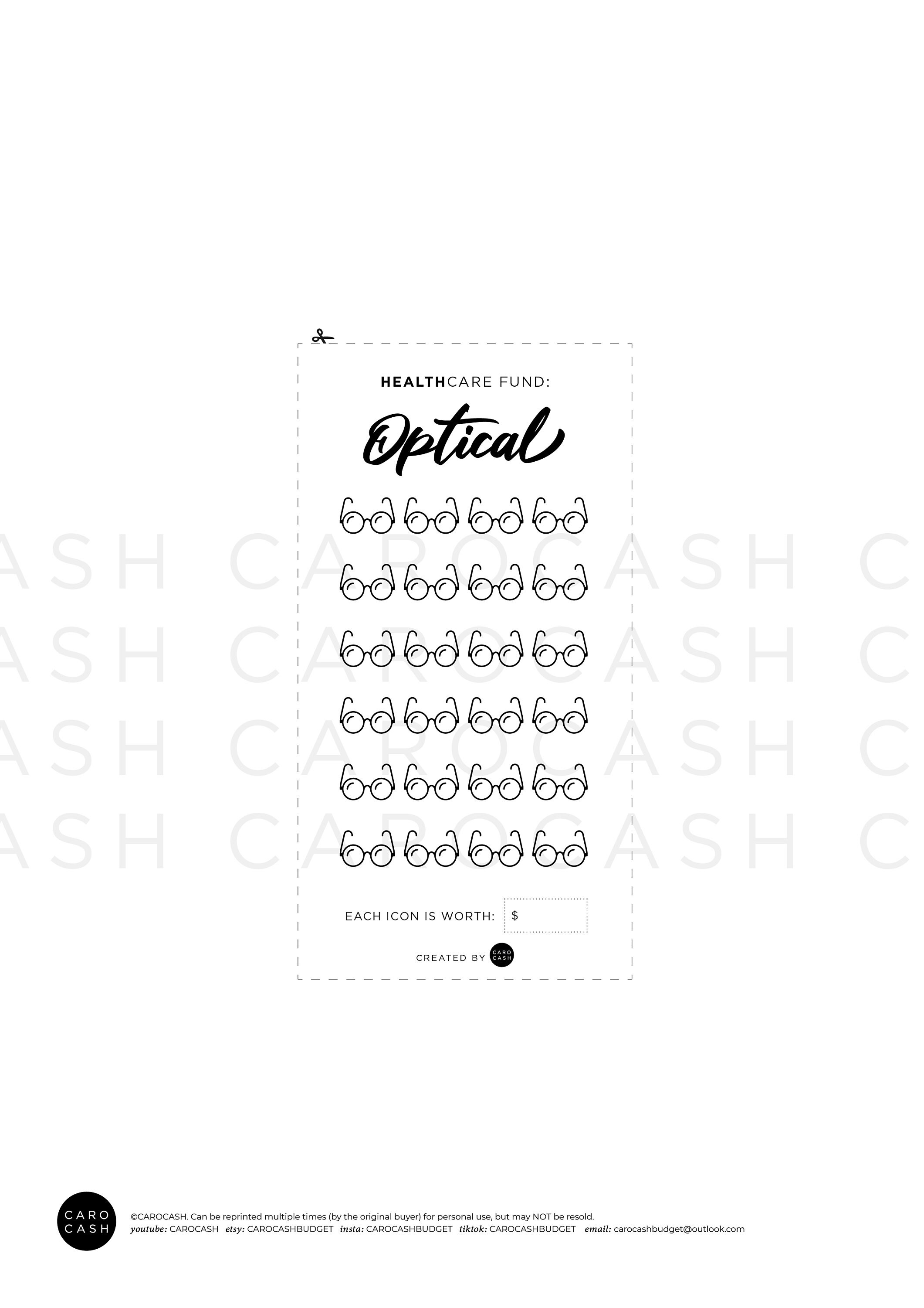 OPTICAL ヘルスケア基金貯蓄チャレンジ - A6 + A4 印刷可能 PDF ダウンロード可能 - 請求書ミニマルデザイン、予算、節約、積立金  - Etsy 日本