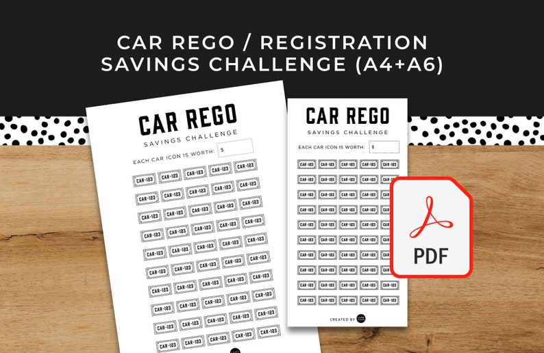 Car Rego/registration Savings Challenge A6 A4 Printable Etsy Australia
