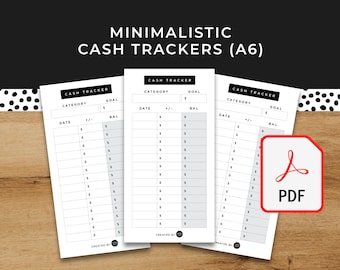 Minimalistic Cash Trackers - Printable PDF Downloadable - Minimal Design - Budget, Save Money, Sinking Funds Cash Envelope System