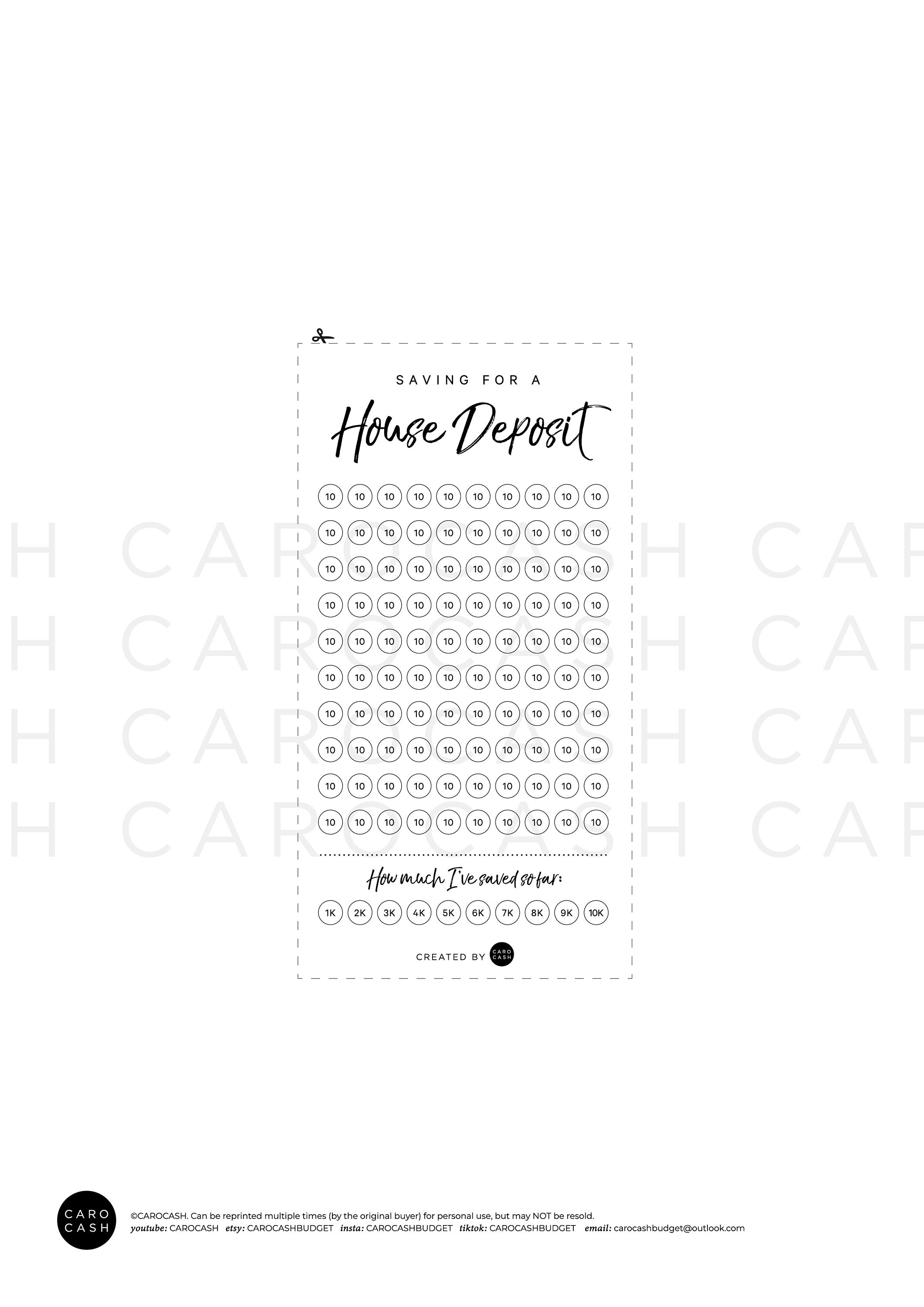 House Deposit Savings Challenge A6 A4 Printable PDF Etsy Australia