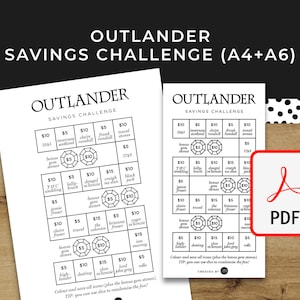 Outlander Sparutmaning - A6 + A4 Utskrivbar PDF Nedladdningsbar - Minimalistisk Design - Budget, Sjunkande Fonder, Jamie Fraser, Claire, Skottland