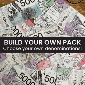 BAUEN SIE IHR BUNDLE Banknoten Platzhalter für Australische Rechnungen - 100/250/500/1000/1K Dollar - Falsches Geld - Bargeldumschläge - Sinkende Gelder