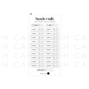 Heads or Tails Savings Challenge Coin Toss - A6 + A4 Printable PDF ... Heads or Tails Savings Challenge Coin Toss - A6 + A4 Printable PDF ...