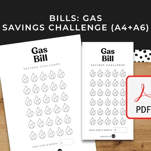 Sfida per il risparmio sulla bolletta del gas - PDF stampabile A6 + A4 scaricabile - Bollette Design minimalista, Budget, Risparmiare denaro, Fondi di ammortamento
