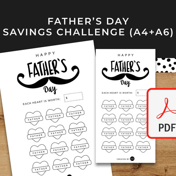 Fête des Pères DAD POP Savings Challenge - A6 + A4 PDF imprimable téléchargeable - Design minimal - Budget, Économisez de l'argent, Fonds d'amortissement