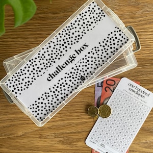 Caja de Desafío + Tarjeta de Desafío Laminada / Sistema de Sobres de Efectivo / Presupuesto de Efectivo / Fondos de Amortización / Sobres de Efectivo / Dave Ramsey / Mínimo