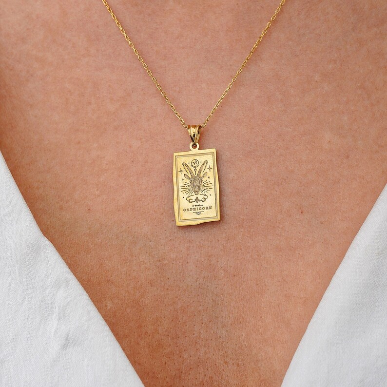 Tarot Zodiac Necklace 18k Gold Filled Tarot Card Necklace - Etsy