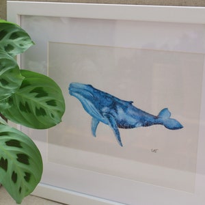 Blue Whale Watercolour Print
