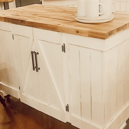 Rolling Butcher Block Top Island With Bar Seating jason Etsy