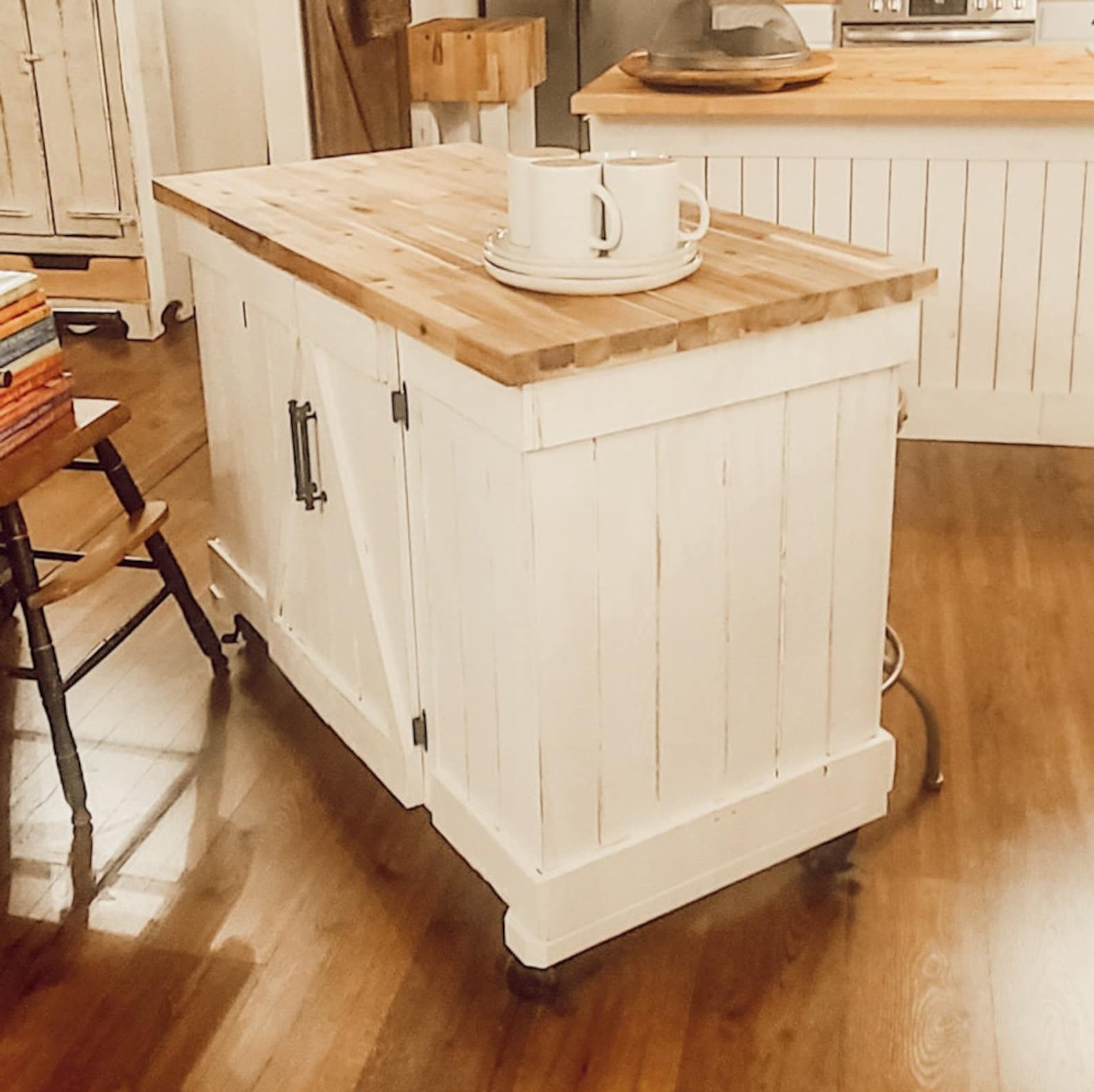 Rolling Butcher Block Top Island With Bar Seating jason Model Etsy