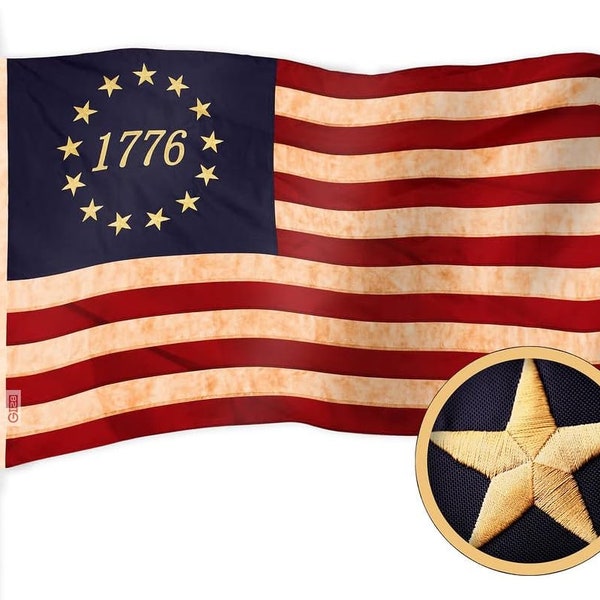 Betsy Ross 1776 Tea-Stained Flag | 3x5 Ft | Tough Weave