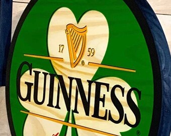 Guinness Shamrock Double-Sided Pub Sign Green,