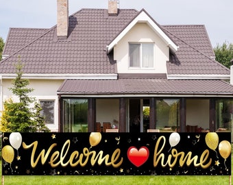 Welcome Home Banner Decoration, Black Gold