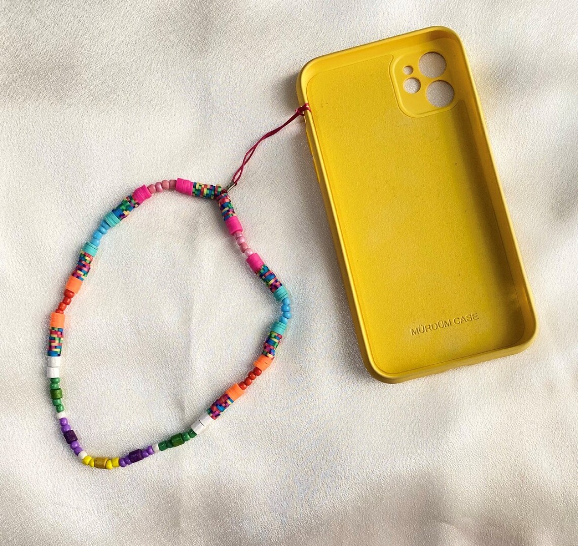 Rainbow Beaded Phone Charm Multicolor Phone Lanyard Phone Etsy