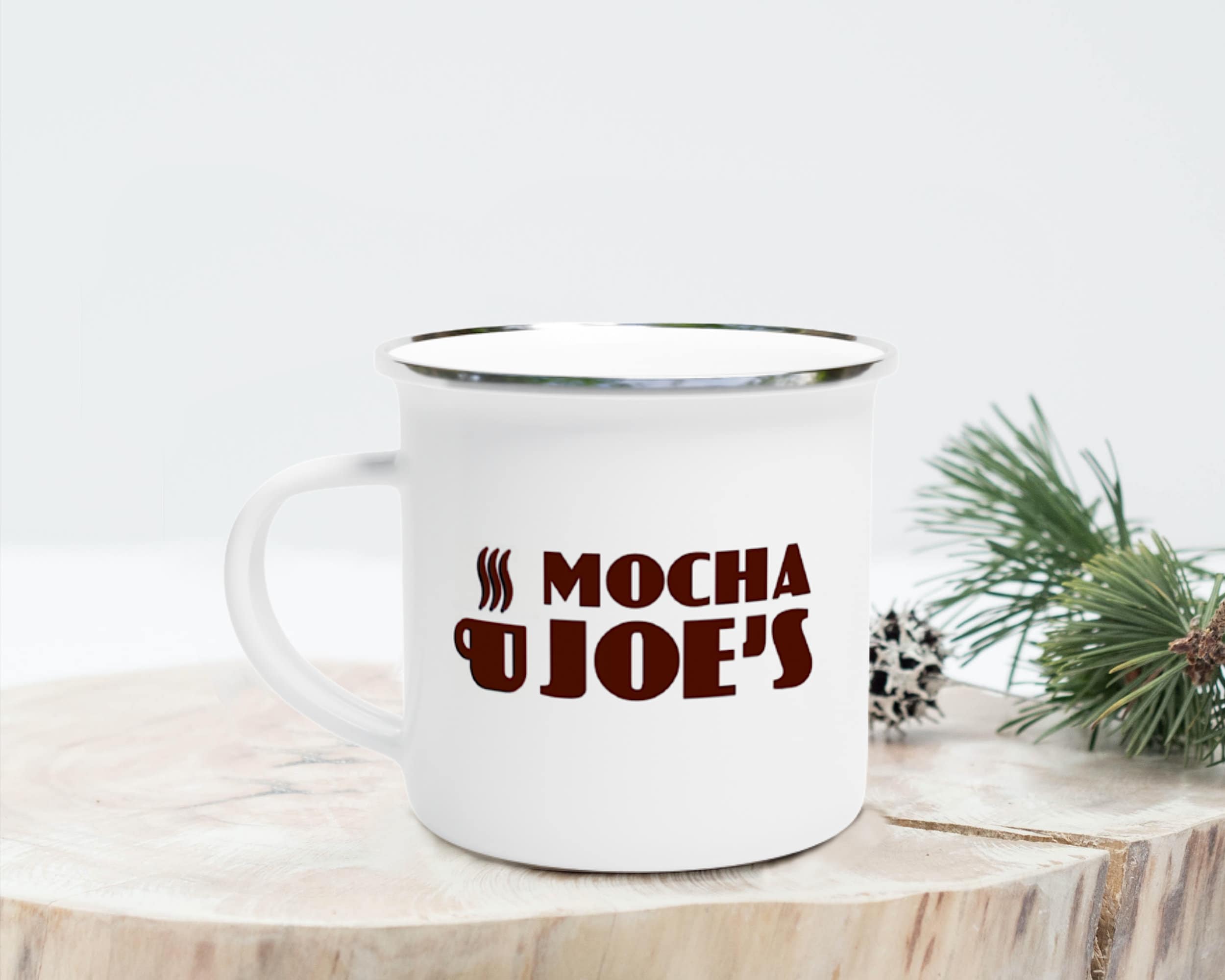 Latte Larrys Mocha Joe's ENAMEL Mug Curb Your Enthusiasm Etsy