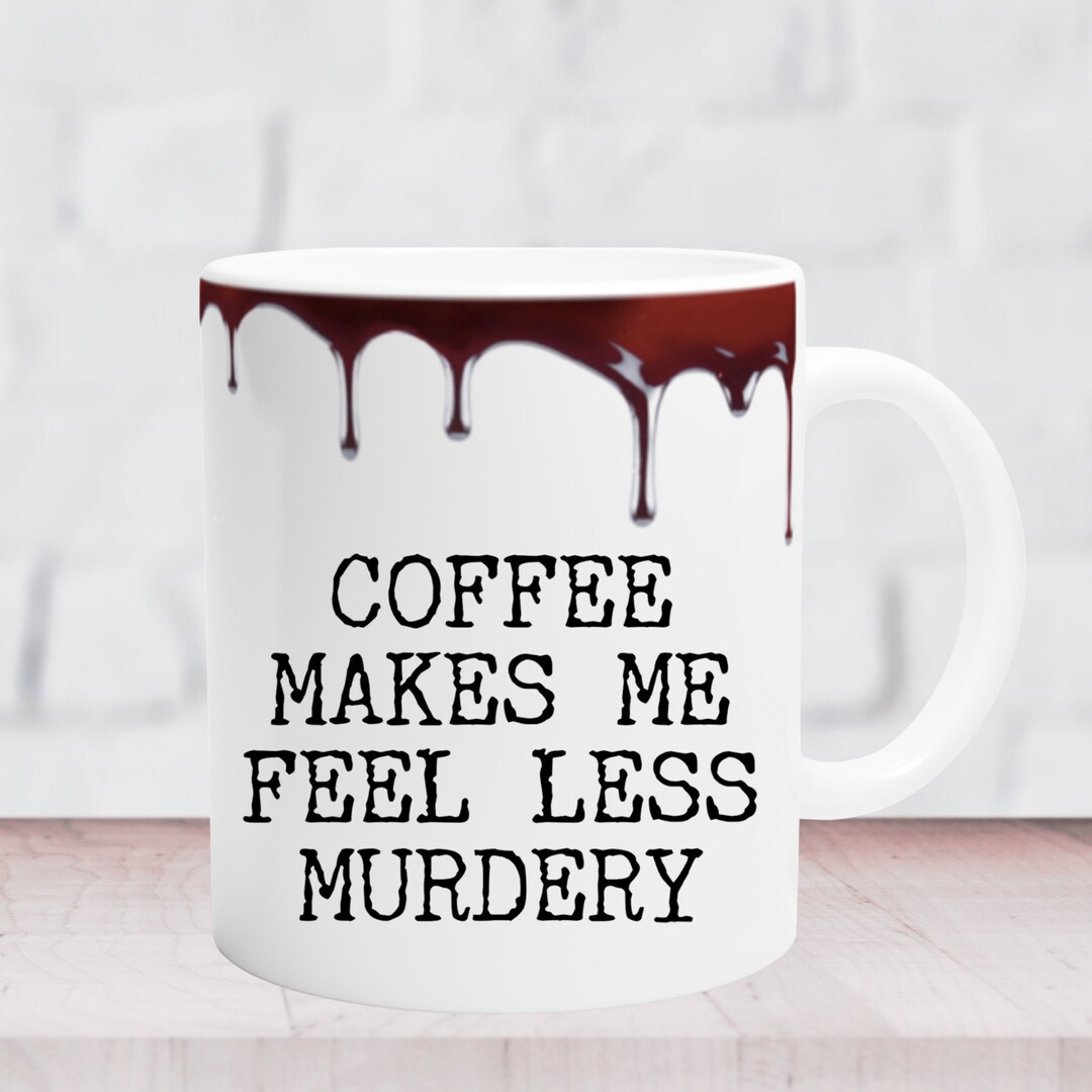 Funny Coffee Towel – 'Coffee Makes Me Feel Less Murdery' Text Kitchen Towel, Sarcastic Caffeine Humor - View #2
