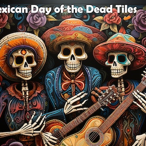 Mexikanischer Tag der Toten (Día de Muertos) Tiles, 20 Originaldesigns mit Totenköpfen