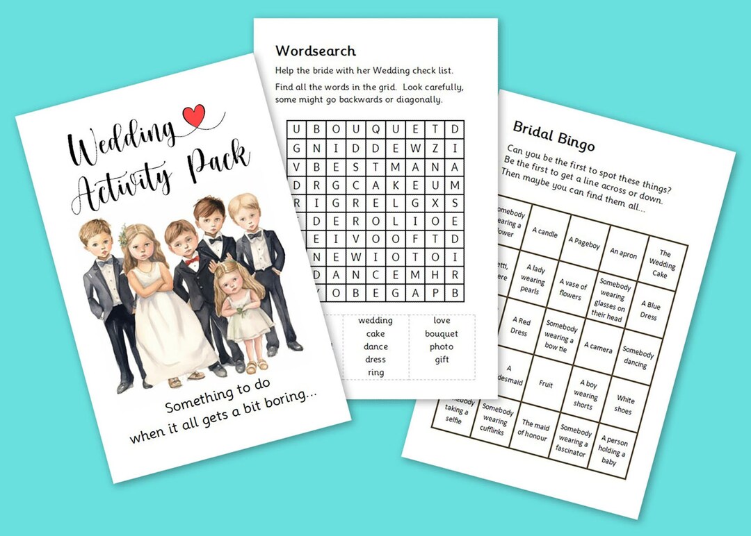 Children's Wedding Activity Pack Printable Etsy — free download