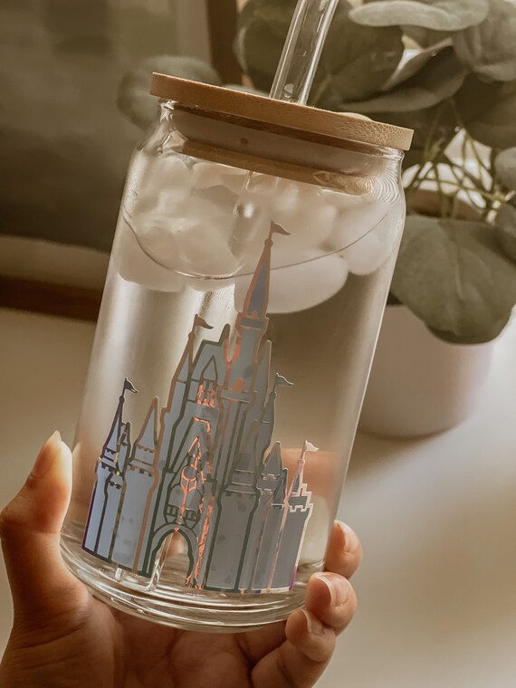 Holographic Cold Changing Disney Castle Libbey Cup | Beer Can Glass | Tumbler | Ice Coffee Lover | Mickey Mouse