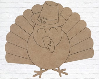 Turkey Unfinished Wooden Cutout, Paint by Line. Buy this Turkey Fall Décor Shape Now
