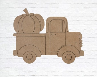 Unfinished Truck with Pumpkin Cutout: DIY Fall Decor