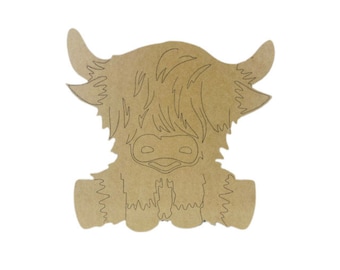 Highland Cow Sitting, DIY Craft Art, Unfinished Craft, BAC