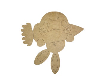 Upside down Bunny with Carrot, Easter Shape Unfinished Wood Cutout, Paint by Line BAC