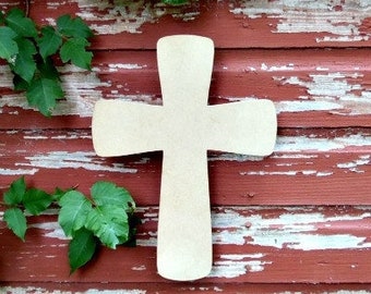 Unfinished MDF Wooden Cross #16, Decorative Craft Small Easter Cross, Rounded Wood Cross, 2.5"-16", Art Craft Cross, Large Wooden Cross, BAC