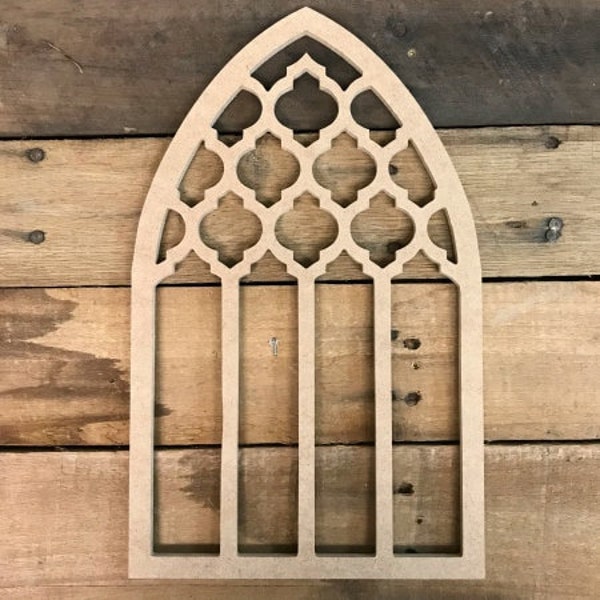 Wooden Cathedral Window Farm Home Decor, Unfinished Wood Arch Craft, Farmhouse, Wall Decor, Paintable Decorative Wall Hanger, Blank DIY, BAC