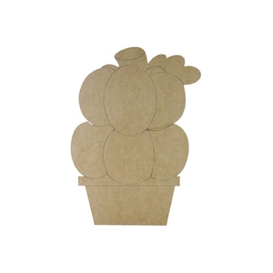 May include: A brown wooden cutout of a stack of pumpkins in a pot. The pumpkins are stacked in a pyramid shape with the largest pumpkin at the bottom and the smallest pumpkin at the top. The pot is a simple, rounded shape.