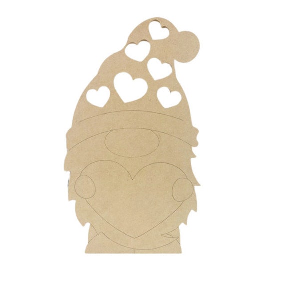 Gnome Head Valentine Shape, Unfinished Valentine Craft Shape