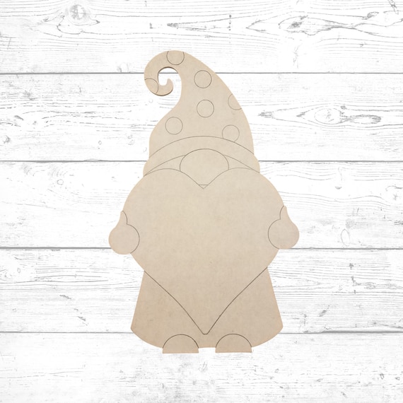 Valentine Gnome Cutout Wooden Craft Cutout Valentines | Etsy