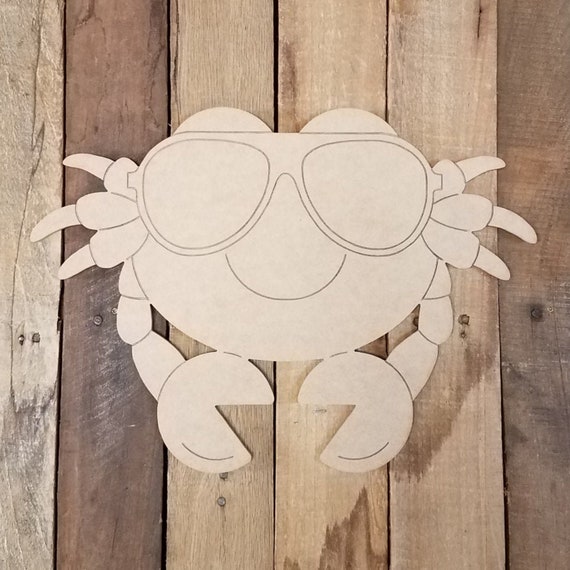 Cartoon Beach Crab With Sunglasses Shape, Nautical Summer