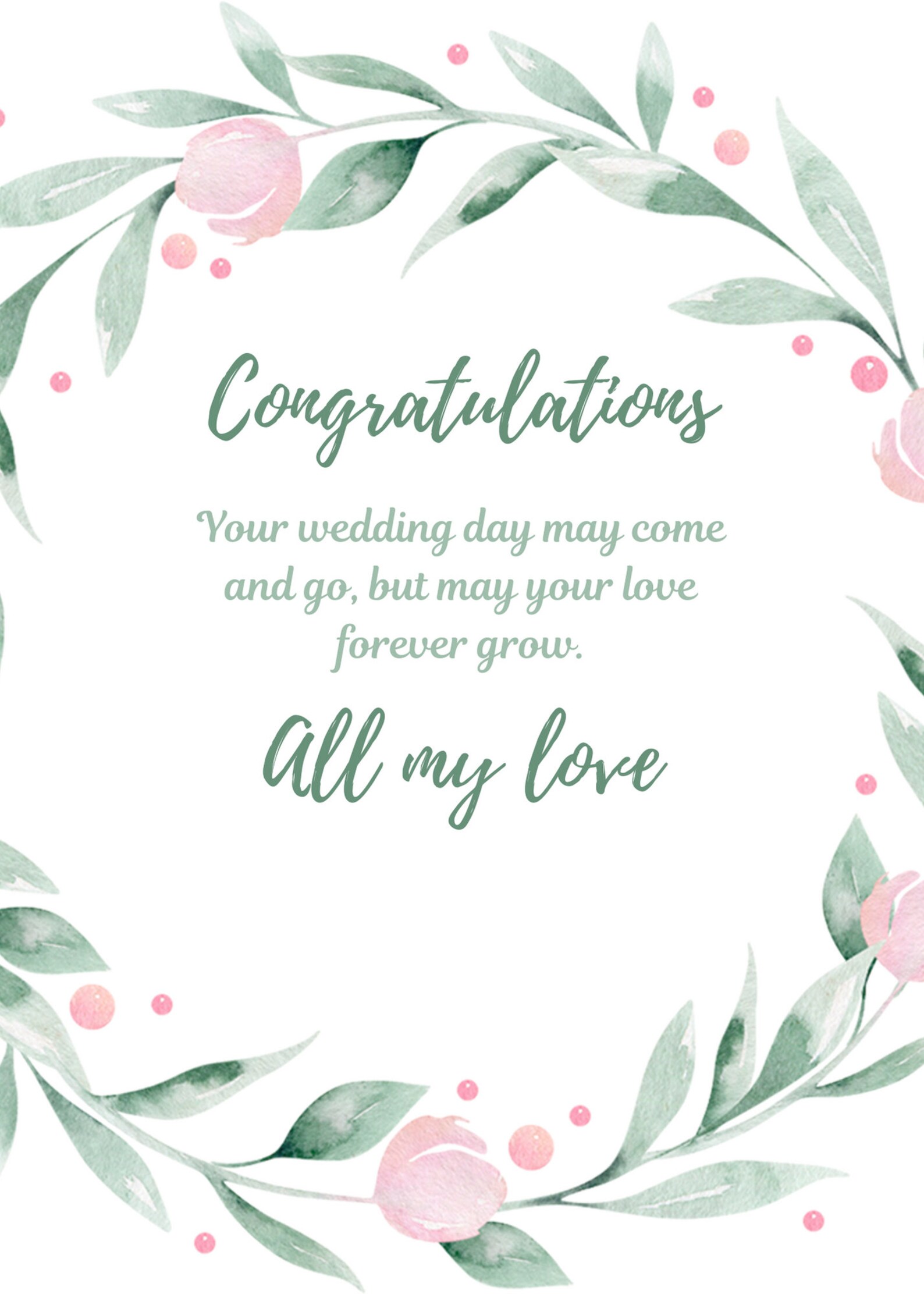 Wedding Digital Greeting Card Template Printable Wedding Card Etsy