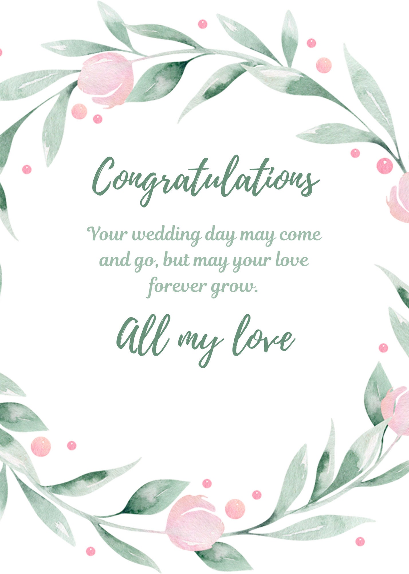 Wedding digital greeting card template printable wedding card | Etsy